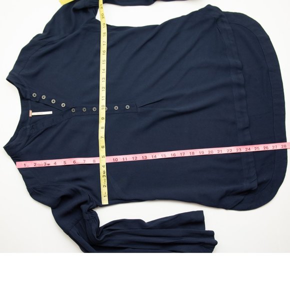 Free People Easy Girl Top Peasant Blouse Bell Sleeve Button Front Blue Size XS - Picture 6 of 6